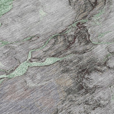 HomeRoots 5' X 8' Green And Gray Abstract Washable Indoor Outdoor Area Rug