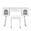 TOBILI Vanity Makeup Table & Chair Set, Modern Dressing Table with Organizer, Writing Desk, Charging Port, White - 4 of 4