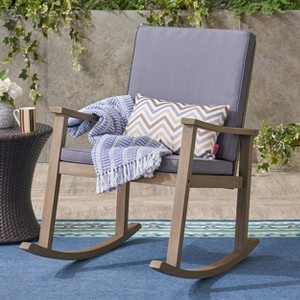 Christopher Knight Home Murad Modern Patio Acacia Wood Rocking Chair with Cushions - 1 of 4