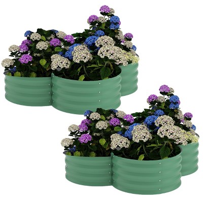 TROPOW 2-Pack Galvanized Raised Garden Bed, Outdoor Planter Box with Open Base for Herbs, Veggies & Flowers