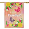 Northlight Life is Beautiful Pink Floral Outdoor House Flag 28" x 40" - 3 of 4
