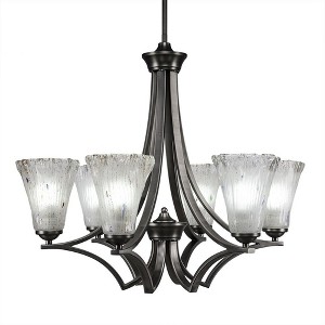 Toltec Lighting Zilo 6 - Light Chandelier in  Graphite with 5.5" Fluted Frosted Crystal Shade - 1 of 1