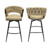 TOAOTBNBO Mid-century Counter Height Bar Stool Set of 2, Industrial Bar Chairs with Back Footrest Arm Barstools for Dining Room - 2 of 4