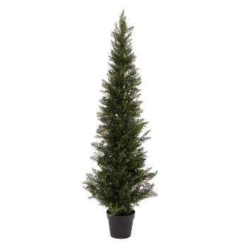 5-Foot-Tall Artificial Cedar Topiary Trees- Potted Indoor or Outdoor UV Protection Plastic Tree in Pot for Home or Office by Pure Garden