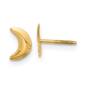Black Bow Jewelry Kids Polished Moon Screw Back Post Earrings in 14k Yellow Gold - 1 of 4