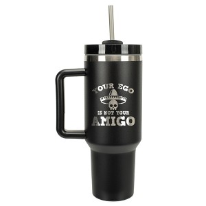 100 North Your Ego Is Not Your Amigo Skull Sombrero Wrap-Around 40 Oz. Stainless Steel Water Bottle Coffee Mug, Spill & Leak Resistant, Travel Tumbler - 1 of 4