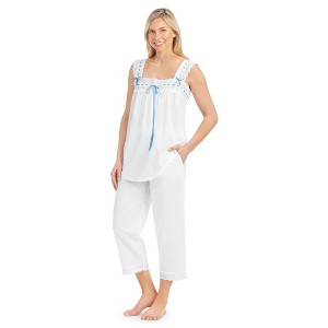 Collections Etc 2-Piece Lace Trim Woven Sleeveless Pajama Set - 1 of 4
