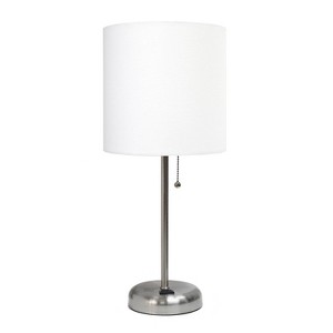 Creekwood Home Contemporary Bedside Table Lamp with Power Outlet - 1 of 4