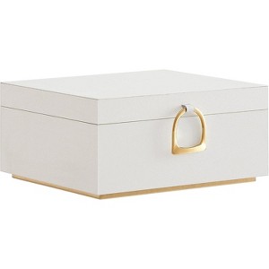 2-Layer Jewelry Box with Handle & Removable Tray, Floating Effect Storage Organizer, 8.1x9.4x4.3 Inches, White - 1 of 4