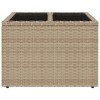 vidaXL Garden Table Beige PE Rattan, Powder-Coated Steel, Tempered Glass - 4 of 4