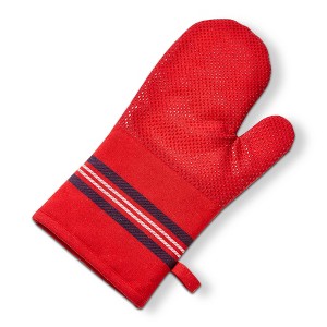 Tag Summer Stripe Silicone Oven Mitt - Red Kitchen Textiles, 12" x 7" - Machine Washable & Dryable, Everyday Use - 1 of 1