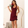 cheibear Women's Racer Back Lace Trim U Neck Sleeveless Lounge Tank Nightgowns Pajama Dress - 2 of 4