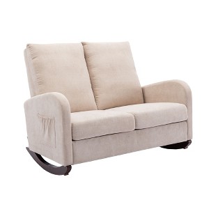 NicBex Linen Fabric Glider Rocking Chair With Two Seats,Upholstered Nursery Rocking Chairs with High Backrest,Nursing Chair for Bedroom - 1 of 4