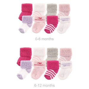 Luvable Friends Infant Girls Grow with Me Cotton Terry Socks, Pink Mom, 0-6 and 6-12 Months - 1 of 1