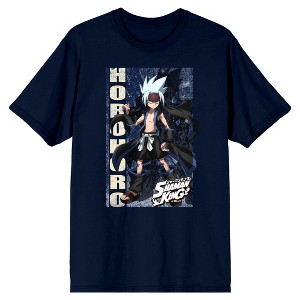 Shaman King Horohoro Ice Background Crew Neck Short Sleeve Navy Men's T-shirt - 1 of 3