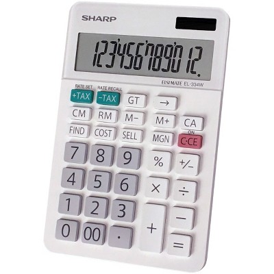 Sharp EL-334W Large Desktop Calculator 12-Digit LCD EL334W
