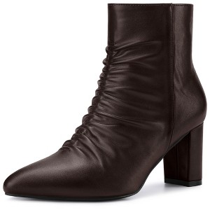 Perphy Women's Pointed Toe Slouched Chunky Heels Ankle Boots - 1 of 3