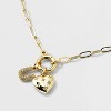 14K Gold Dipped Cubic Zirconia Puffy Heart Charm Initial Necklace - A New Day™ Gold - 4 of 4