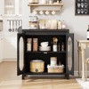 Black Storage Cabinet, Modern Sideboard Buffet Cabinet with Glass Doors and Shelves, Small Console Cabinet with Storage - 3 of 4
