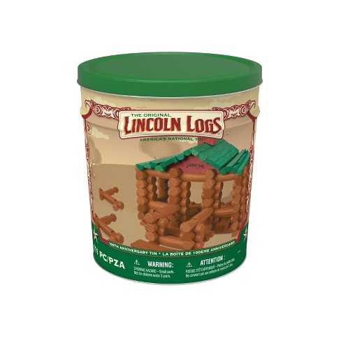 111 Pieces NEW Lincoln Logs 100th Anniversary Tin By Lincoln Logs 