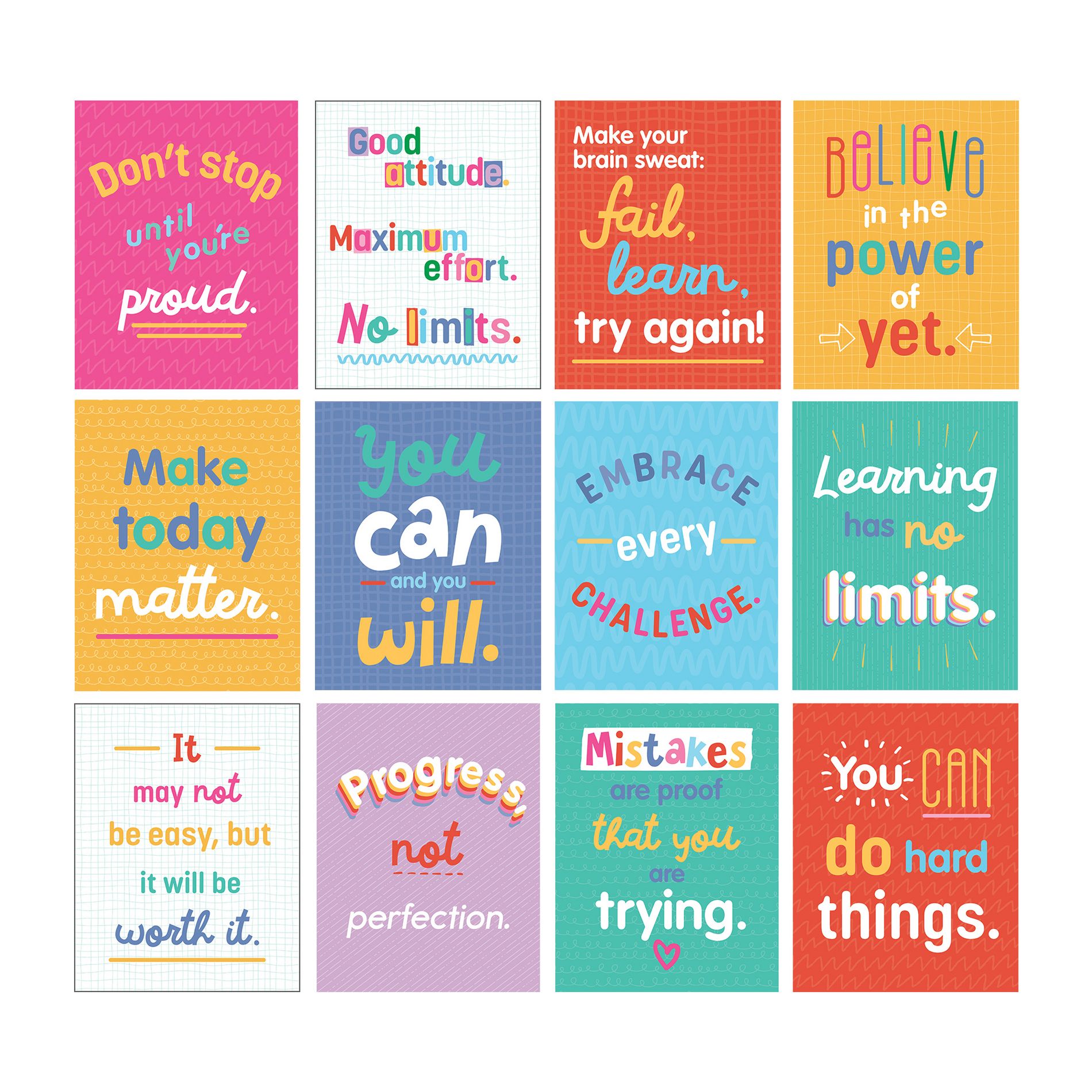 Carson Dellosa Education Mini Posters: Growth Mindset Quotes Poster Set (12 mini posters)
