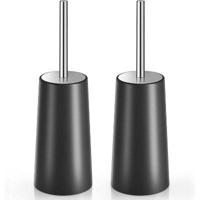 2-Pack Toilet Brush and Holder, Toilet Bowl Brush with 304 Stainless Steel Long Handle for Bathroom Cleaning