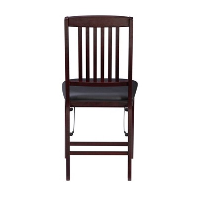 Espresso Finish Mission Back Faux Leather Folding Chair Set