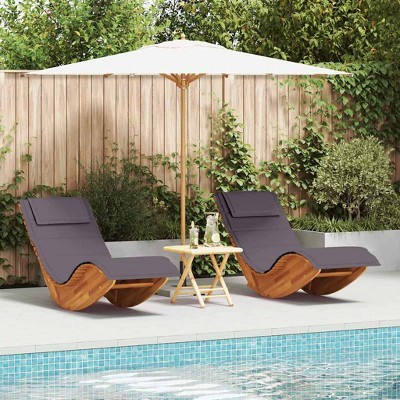 vidaXL Rocking Sun Loungers with Cushions 2 Pcs Solid Wood Acacia