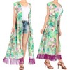 LA LEELA Women's Summer Front Open Chunky Beach Duster Vacation Beachwear Long Bathing Suit Cardigan Holiday Swimwear Coverups M-L Multicolor, Floral - 4 of 4