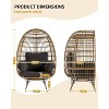 360° Swivel Patio Egg Chair Outdoor - Wicker Swivel Egg Chair Oversized Patio Lounge Chairs with Cushions, Metal Frame Stand, Black - 2 of 4