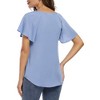 Womens Shirts Front Tie V Neck Tops Summer Short Ruffled Sleeve Drawstring Casual T-Shirts Blouses - 2 of 4