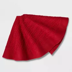 Cable Knit Tree Skirt Red - Wondershop™