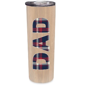 Elanze Designs Dad Plaid Natural Woodgrain 20 ounce Stainless Steel Travel Tumbler - 1 of 4