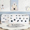 CAVINAS Twin/Full Size White Bed Frame with Heightened Guardrails,Solid Wood Floor Bed for Kids Room,Bedroom - 3 of 4