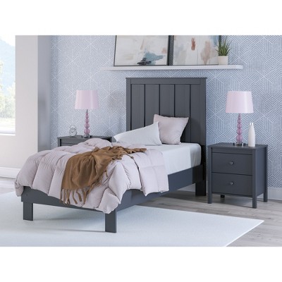 Navy Blue Wood Twin Panel Headboard