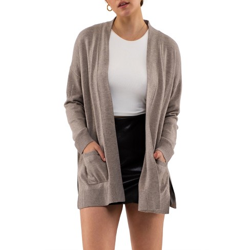 Eloquii Women's Plus Size Long Cardigan Duster - 30/32, Brown : Target
