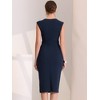 Allegra K Women's Round Neck Slim Fit Sleeveless Split Work Sheath Dresses - 3 of 4