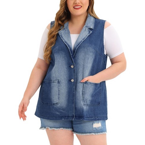 Agnes Orinda Women's Plus Size Fall Outfits Drawstring Waist Zipper Denim  Jacket 