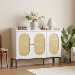 GustoWave Shoe Cabinet with 3 Rattan Doors, Freestanding Shoe Storage Organizer with Adjustable Shelves, 7-Tier Shoe Storage Cabinet for Entryway - 1 of 4