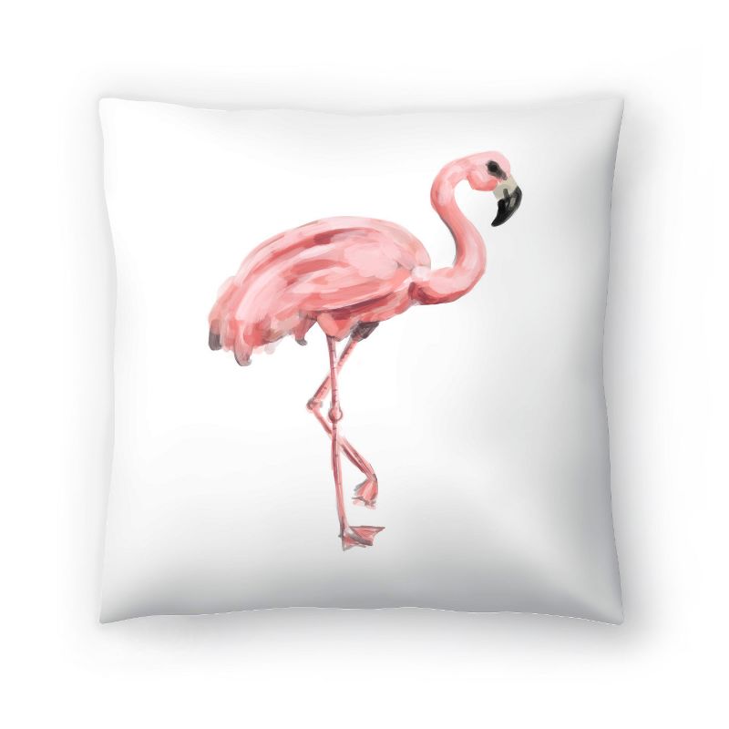 Americanflat Animal Minimalist Pink Painted Flamingo By Jetty Home Throw Pillow, 1 of 6
