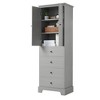 TIRAMISUBEST Storage Cabinet with 2 Doors and 4 Drawers for Bathroom, Office, Adjustable Shelf, MDF Board with Painted Finish, Grey - 4 of 4