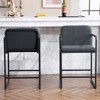 Okak 24"Modern Upholstered Bar Stools Counter Height Set of 2, Minimalist Counter Stools with Armrest, Metal Frame and Padded Seat for Kitchen - 2 of 4