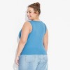 Women's Stitch Graphic Shrunken Tank Top - Blue - 2 of 3