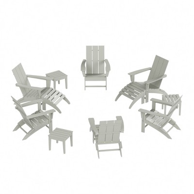 WestinTrends Ashore Modern HDPE Outdoor Patio Folding Adirondack Chair (12-Piece Set)