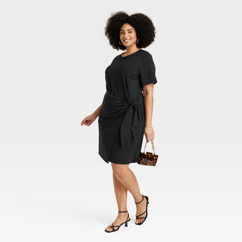 Women's Short Sleeve Mini T-Shirt Wrap Dress - A New Day™, 4 of 5