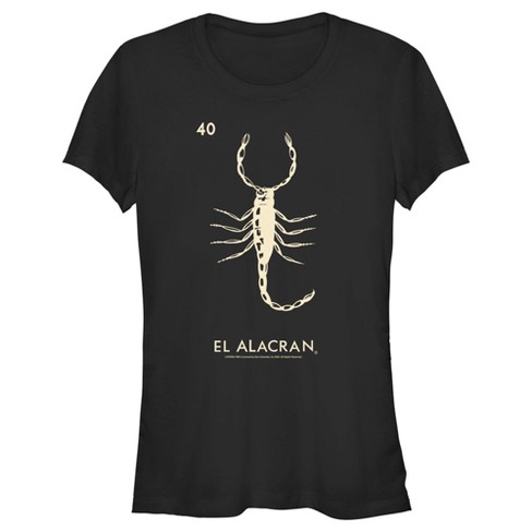 Juniors Womens Loteria El Alacran Card Number 40 T-Shirt - Black - 2X Large