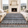 Washable Vintage Printed Rug Non Slip Low Pile Rug Soft Throw Floor Cover Foldable Indoor Carpet for Living Room Bedroom,Grey/5'x7' - 2 of 4