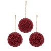 TopComfy Decorative Object Red Berry Ball Ornaments Set of 3 for Holiday Party Decorations, Red, 6.5"*6.5"*6.5" - 2 of 4