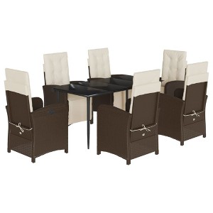 vidaXL Garden Dining Set Brown, Black, Cream White - 1 of 4