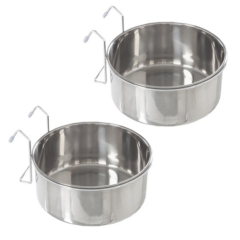 Set of 2 Elevated Dog Bowls - Stainless-Steel 40-Ounce Food and Water Bowls  for Dogs and Cats in a Raised 3.5-Inch-Tall Decorative Stand by PETMAKER